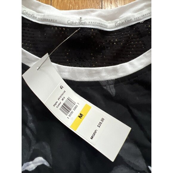 Vtg Calvin Klein{CK}Perfomance Printed Drop Armhole Logo Tank Floral SzM $39. - Picture 3 of 6